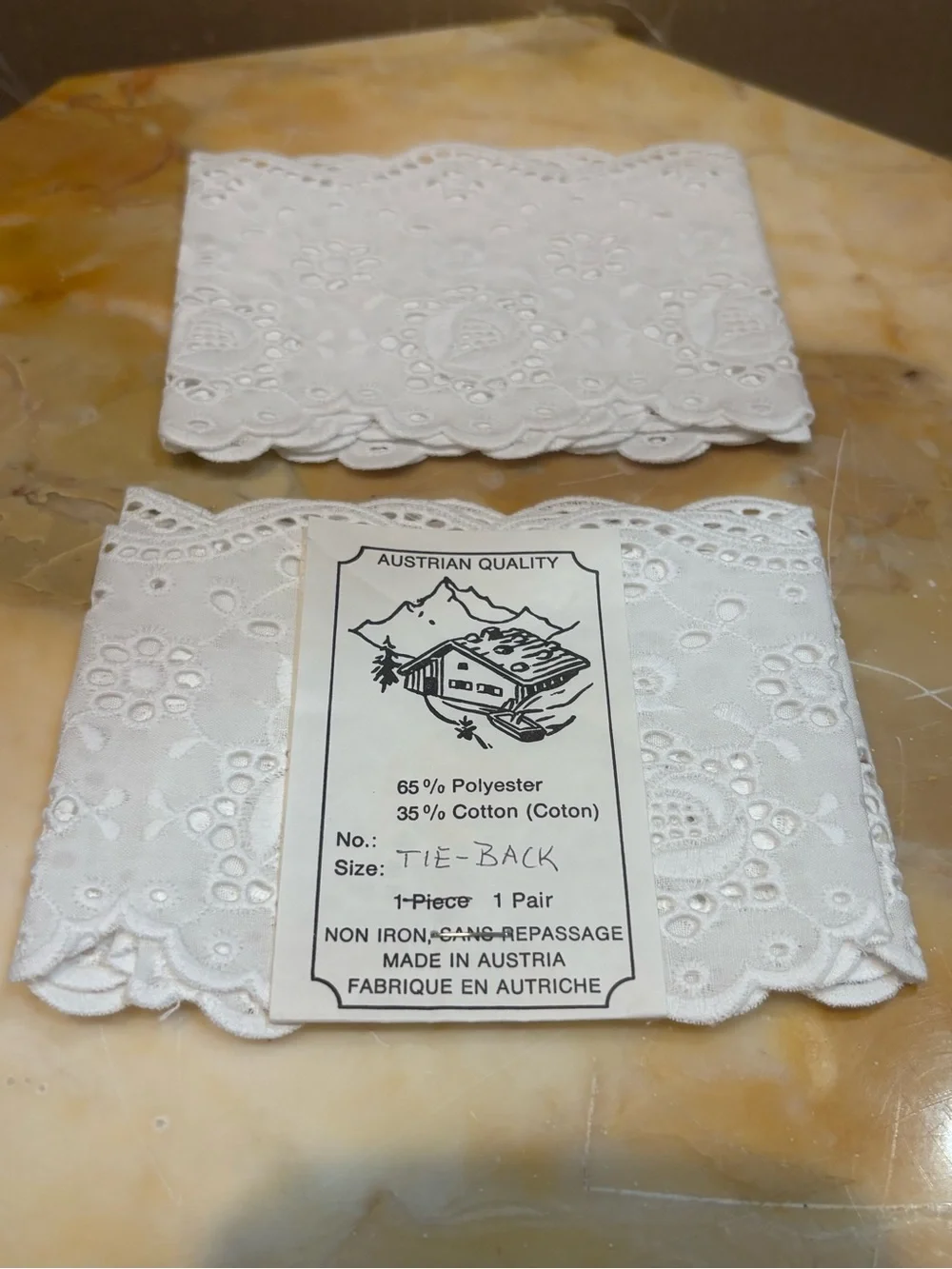 White Eyelet Cotton Tie Back Trim - Scalloped Embroidery For Curtains ~ 1 Pair